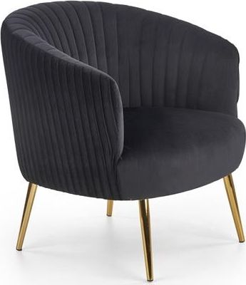 Halmar Fotel CROWN czarny z przeszyciami w stylu glamour HALMAR