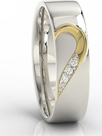 WĘC - Twój Jubiler Obrączka damska z białego złota palladowego i żółtego z diamentami OB-01BZ-R 11 / UE- 51