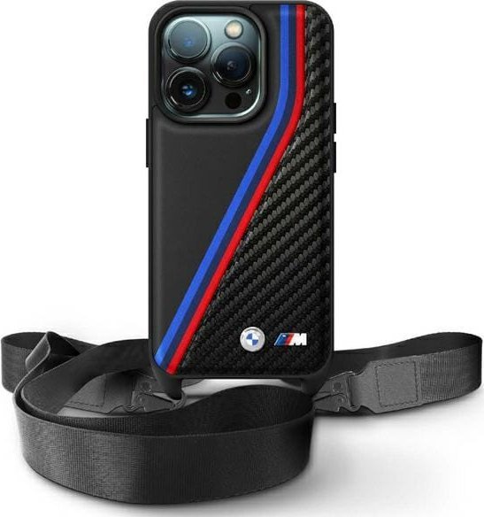 BMW BMW BMHCP16L23PSVTK iPhone 16 Pro 6.3" czarny/black hardcase M Edition Carbon Tricolor Lines & Strap