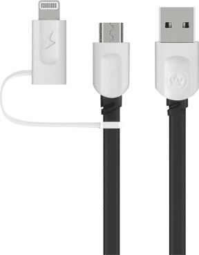 Kabel USB Mobilari USB-A - microUSB + Lightning Biało-czarny (M555040)