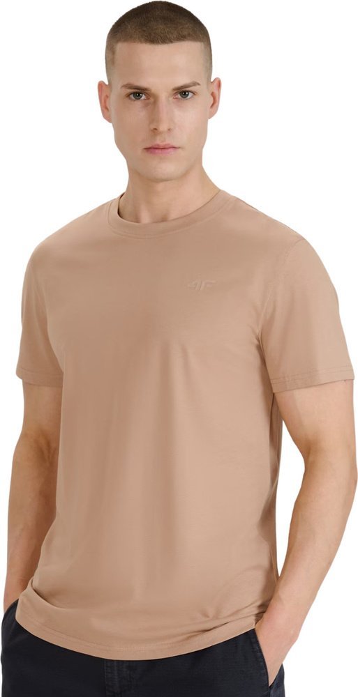 Koszulka męska 4F M2074 beżowa 4FWSS25TTSHM2074 83S 2XL
