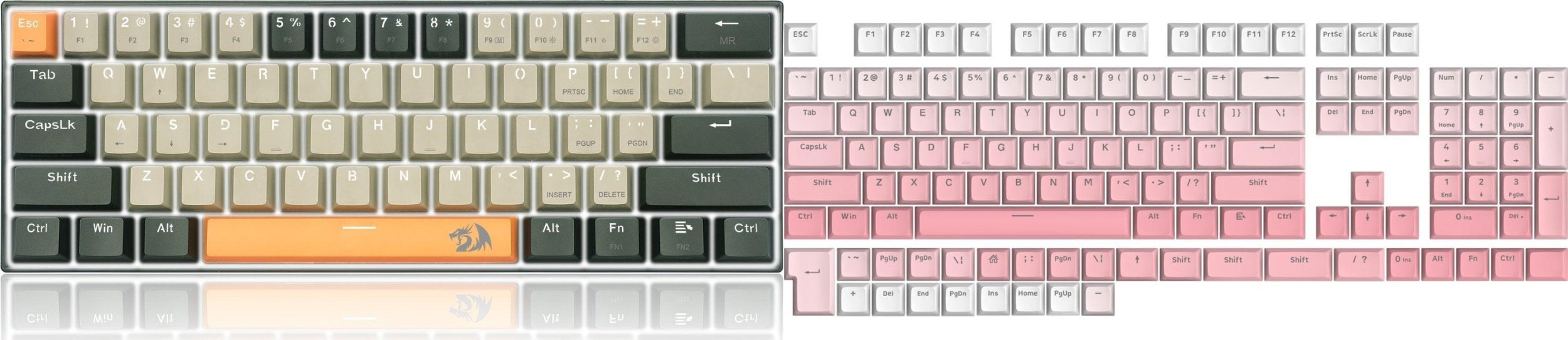Klawiatura Redragon Redragon K606 Lakshmi Red switch (K606-OG&GY&BK) + Ombre Keycaps (A139)