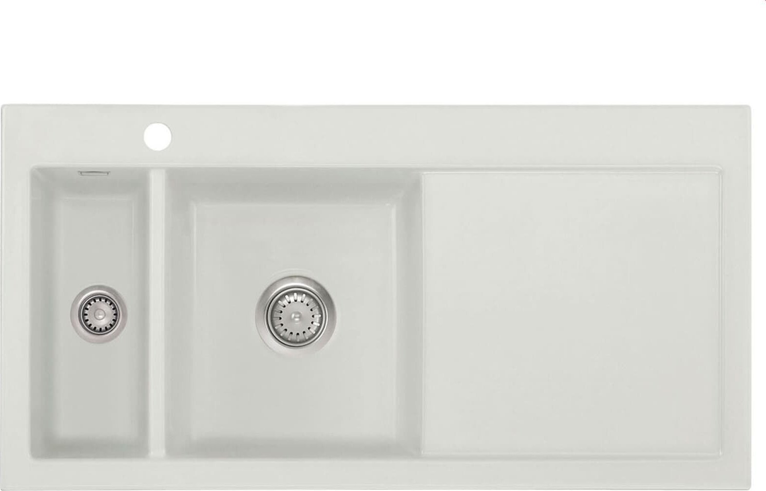 Zlewozmywak SYSTEMCERAM Systemceram Mera 100 Alu, Zlewozmywak ceramiczny, korek manualny, lewa komora