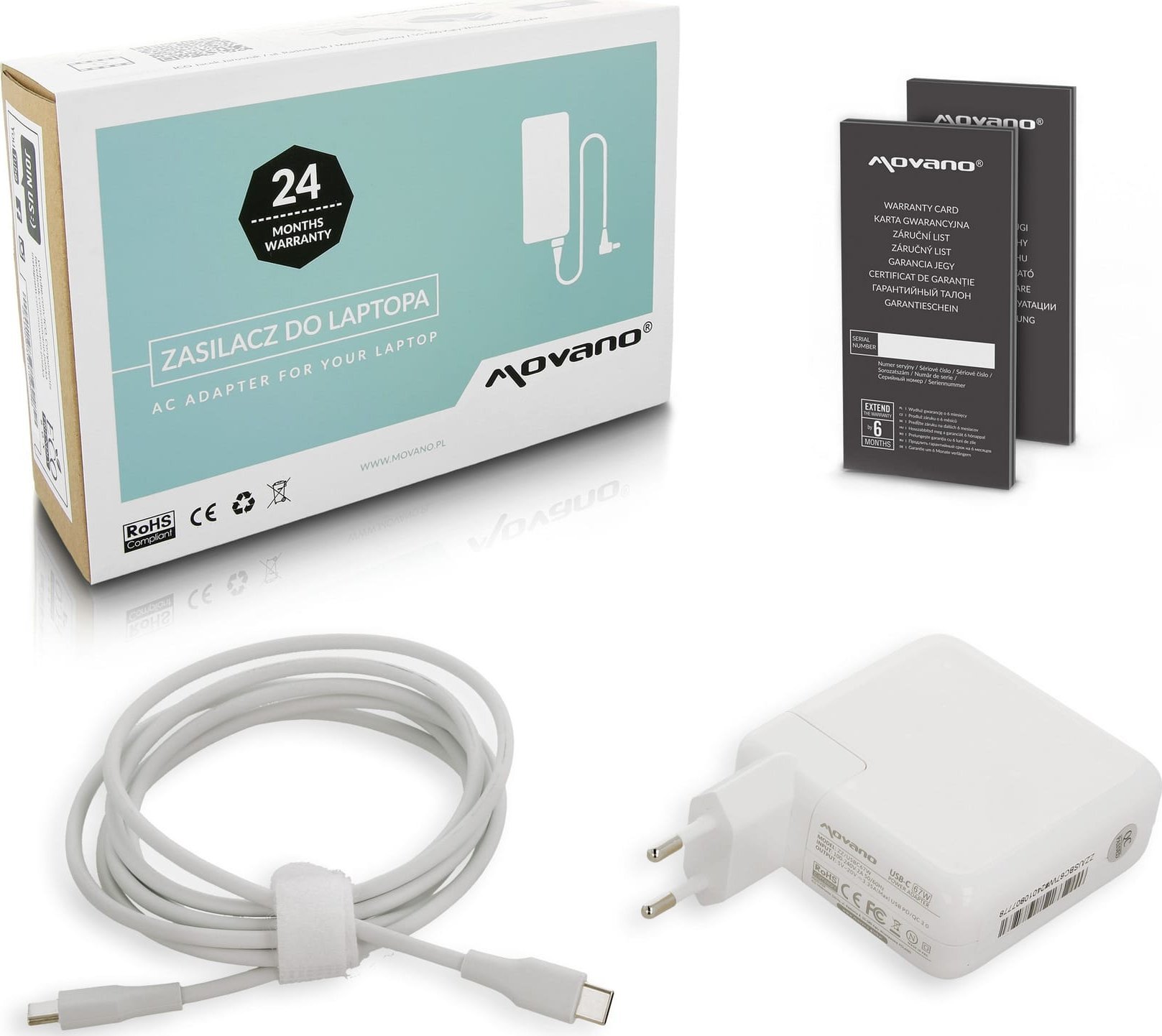 Zasilacz do laptopa Movano Zasilacz Movano 67W USB type C USB-C