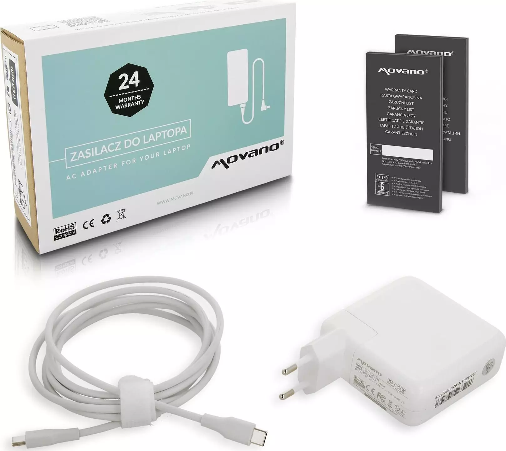 Zasilacz do laptopa Movano USB-C, 3.34 A,
