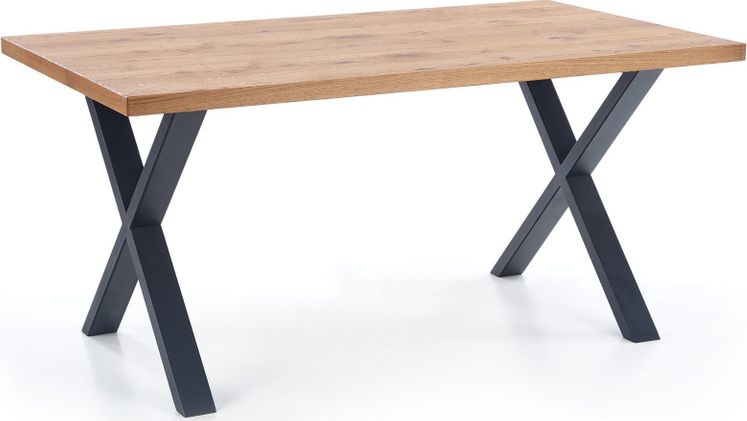 Halmar Rozkładany stół Xavier 160(250)x90 jasny dąb/czarny fornir+drewno/stal Halmar