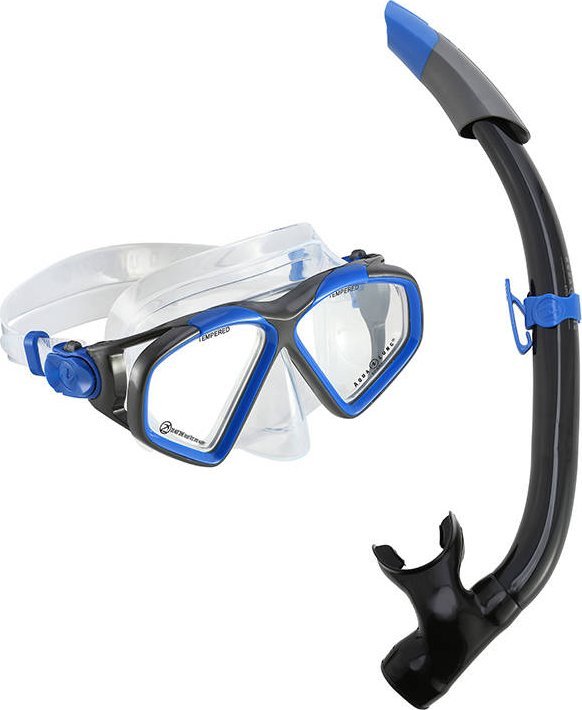 aqua lung sport Aqualung Combo Hawkeye L - Maska + fajka do nurkowania SC3112212MV1 Niebiesko-szara L