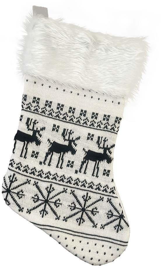 Skarpeta świąteczna biała w renifery 41x22cm