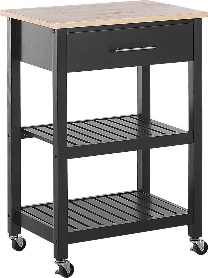 Beliani Drewniany wózek kuchenny z szufladą czarny HIUMA