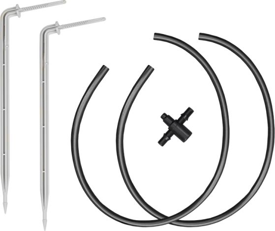 Bradas Długi kątowy kroplownik patykowy 2,2l/h z dwójnikiem, 2xwężyk 50cm Bradas 0247