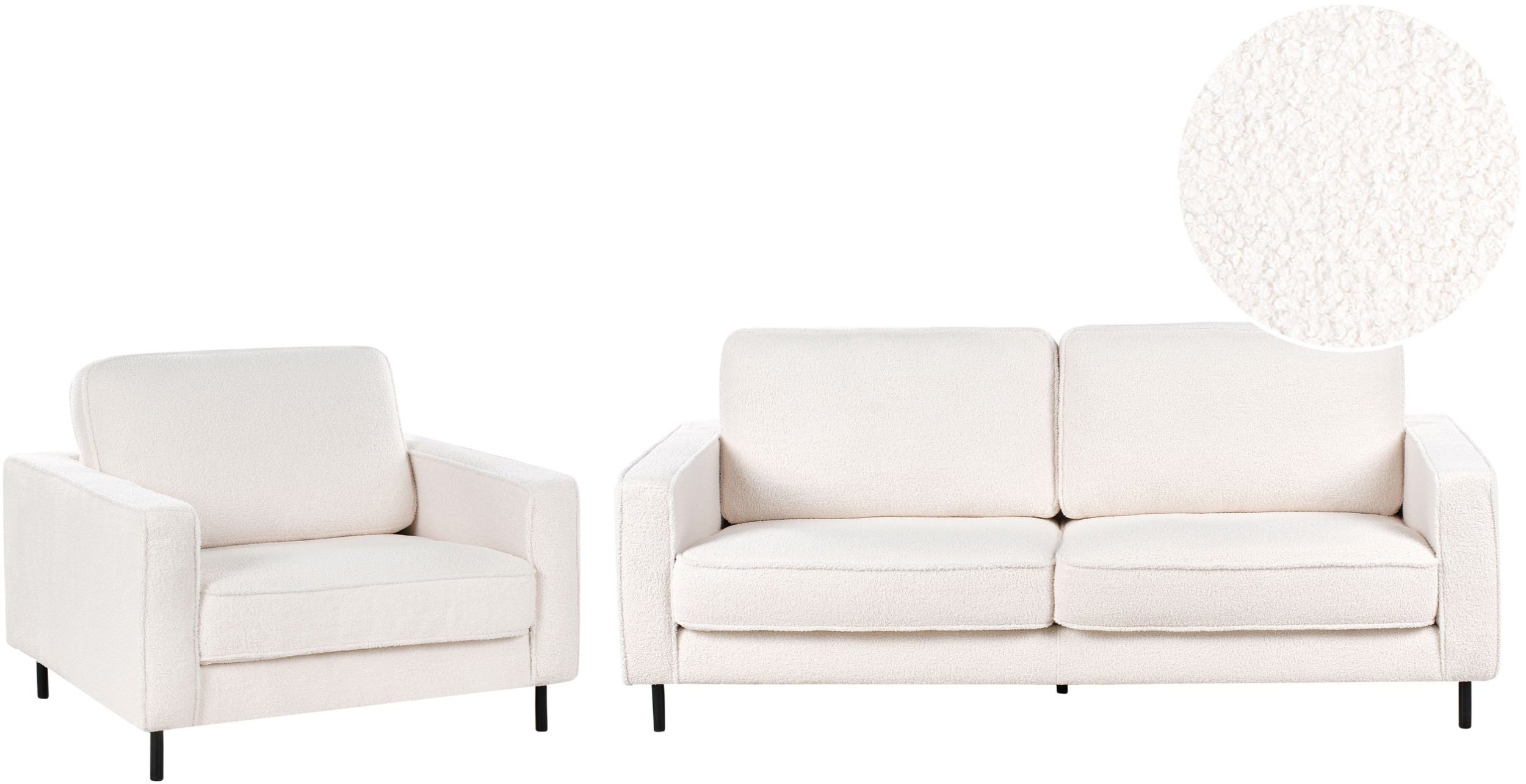 Komplet wypoczynkowy 4-osobowy boucle biały SAVALEN