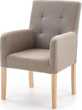 Halmar Fotel FILO beżowy dąb miodowy tapicerowany z przeszyciami HALMAR