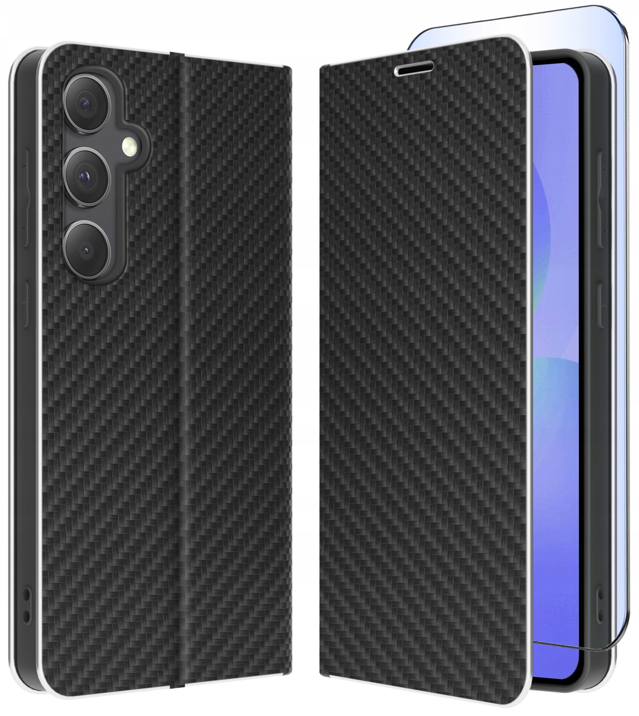 ETUI do Samsung A56 5G CARBON PORTFEL BOOK TOKRA CASE CLASSIC SZKŁO