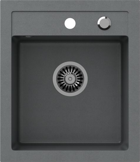 Zlewozmywak Steiner JOHNNY 100 Steingran granitowy szary 1-komorowy z/o (43x50x20), z syfonem i zaślepką stal szlachetna