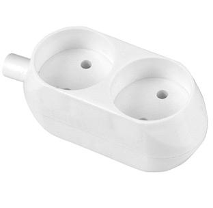 Abex Gniazdo przenośne podwójne 2x2P białe