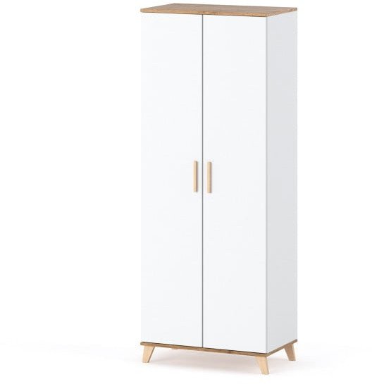 Szafa Skandynawska Garderoba 80cm Do Salonu Sypialni Loft Półki Biały Mat