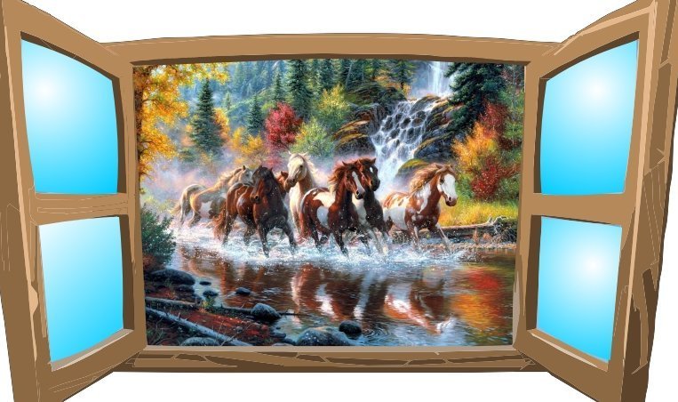 naSciane Naklejka na scianę Okno Koń Konie Konik Kucyk