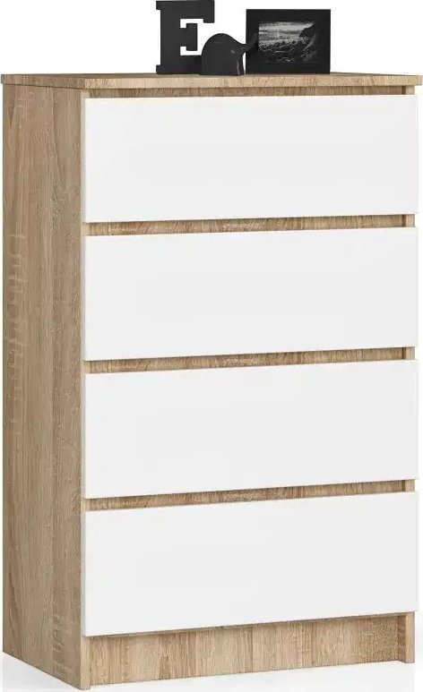 Elior Skandynawska komoda z szufladami dąb sonoma + biały - Ranti 3X