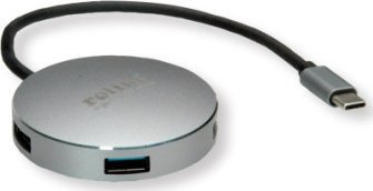 HUB USB Roline Koncentrator ROLINE USB 3.2 Gen 1, okrągły, 4-kierunkowy, kabel połączeniowy typu C
