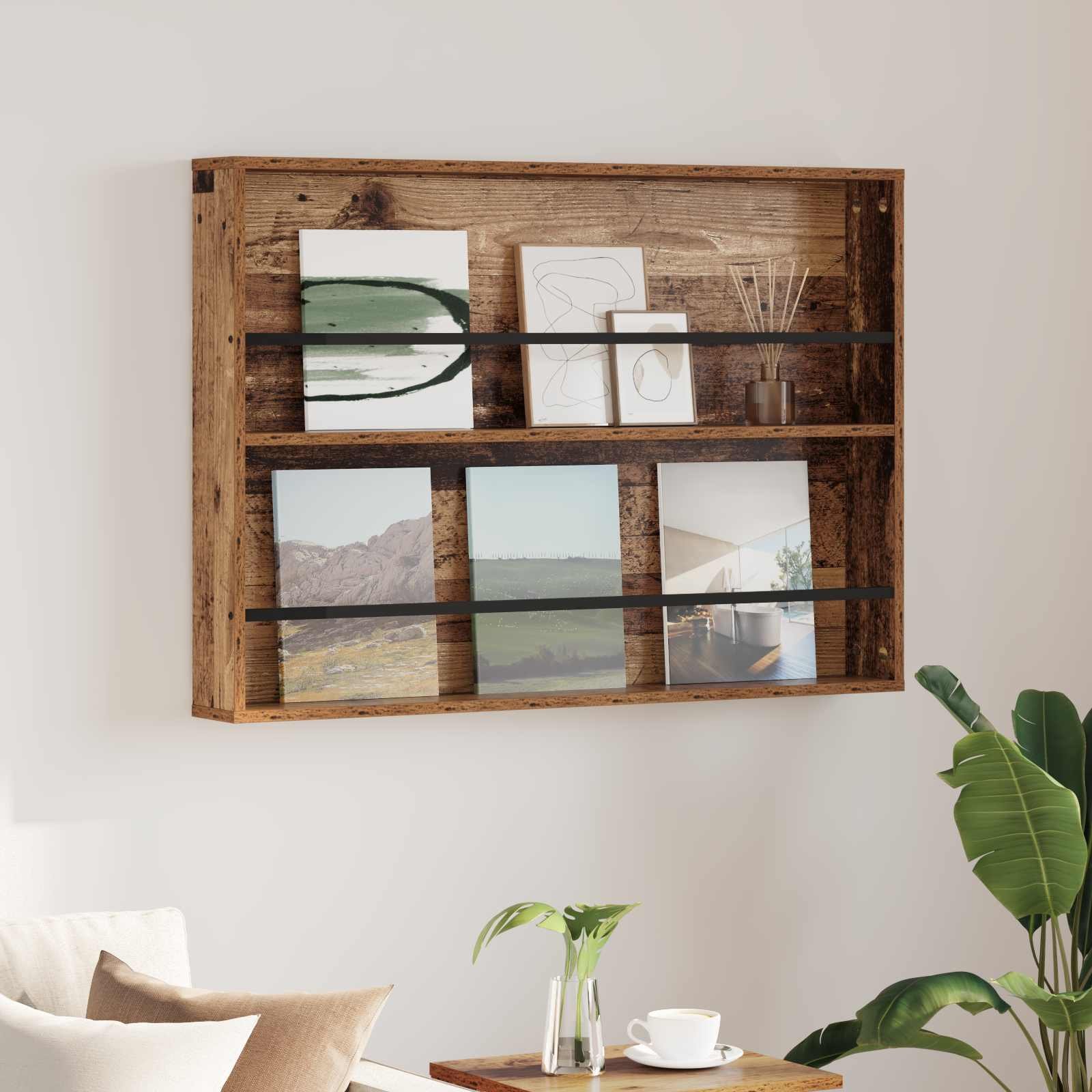 vidaXL Regał na gazety z półką w stylu vintage 100 x 12 x 70 cm