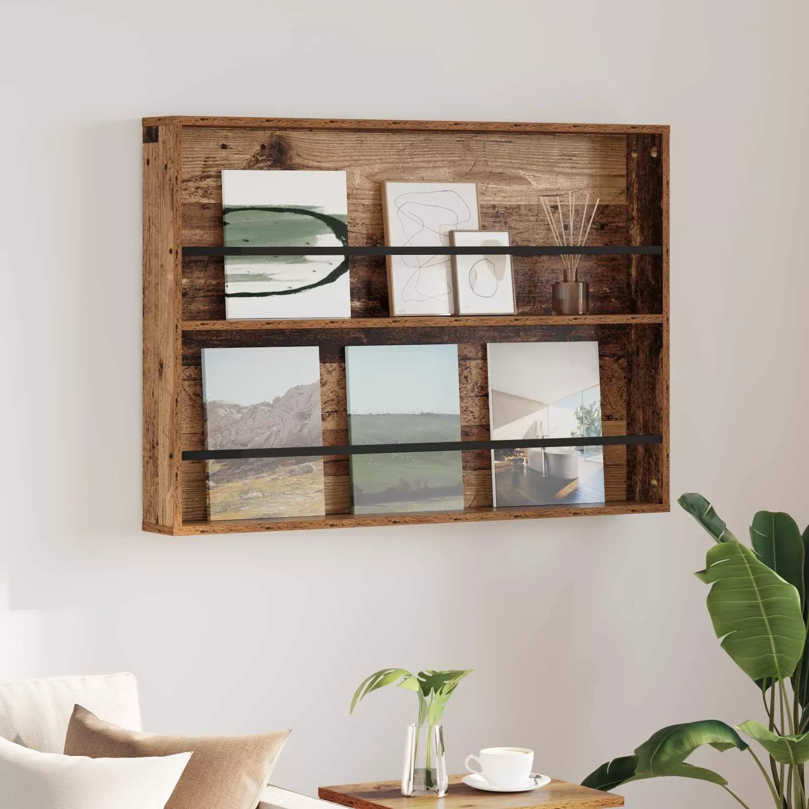 vidaXL Regał na gazety z półką w stylu vintage 100 x 12 x 70 cm