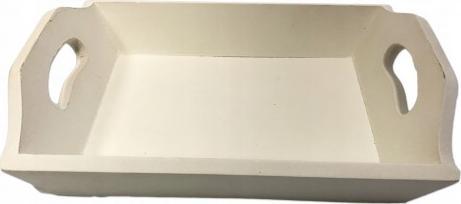 Boltze Taca drewniana dekoracyjna prostokątna 26 cm biała