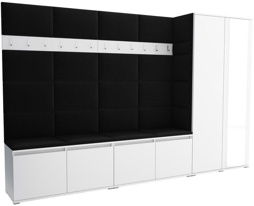 Tapicerowana garderoba Noris V z lustrem - kolor biały + tkanina Trinity 16