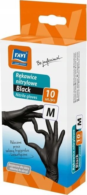 Ravi Rękawice nitrylowe BLACK 10 szt. M