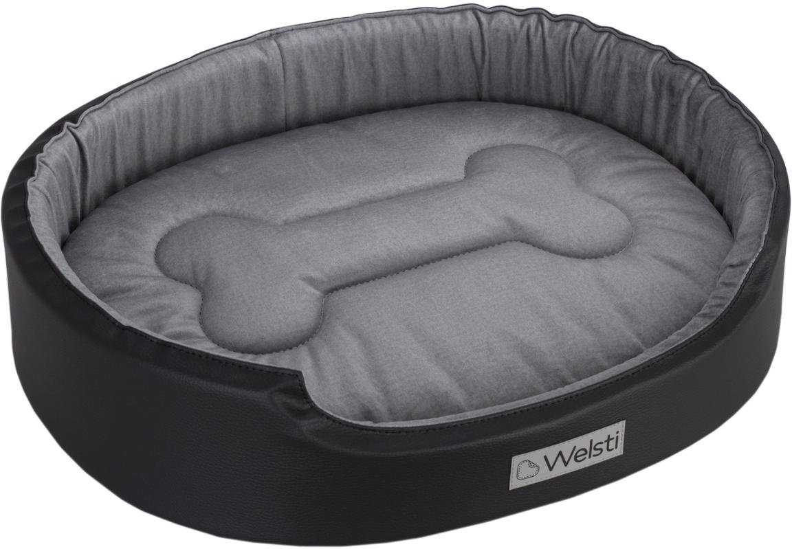 Owalne legowisko ortopedyczne kojec dla psa Welsti szary XXL 100x80 antypoślizgowy