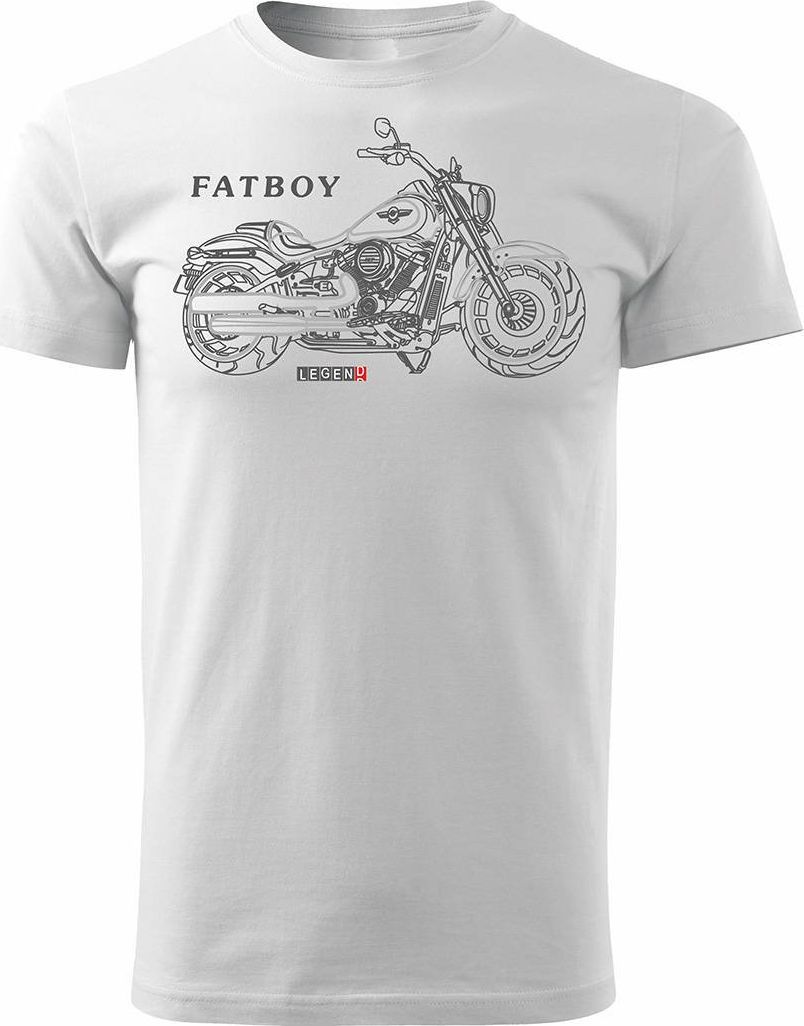 Topslang Koszulka motocyklowa z motocyklem HARLEY DAVIDSON FATBOY męska biała REGULAR XL
