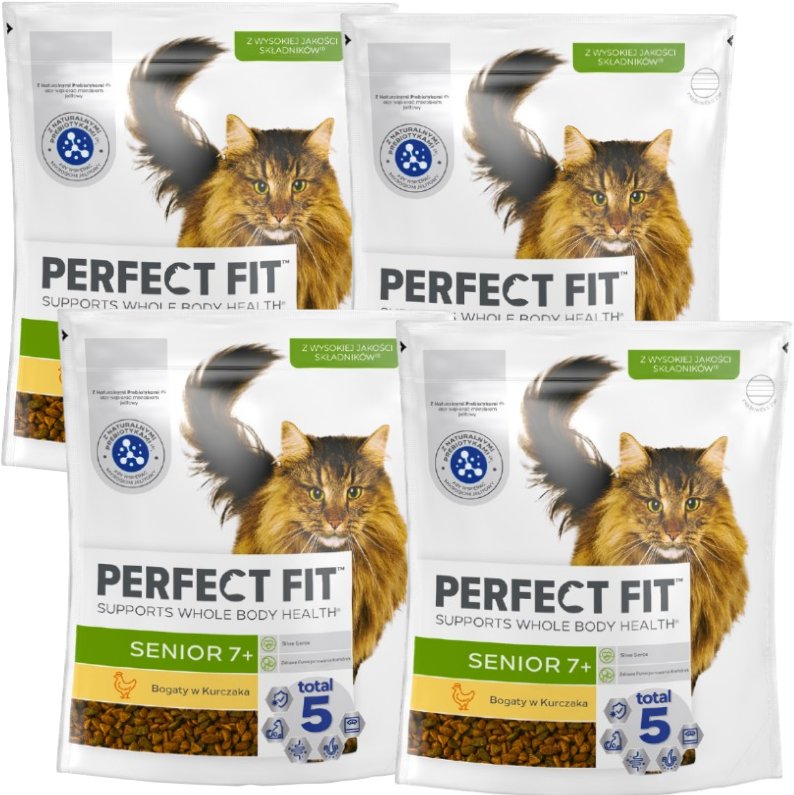 PERFECT FIT (Senior 7+) 4x750g Bogaty w kurczaka - sucha karma dla kota starszego