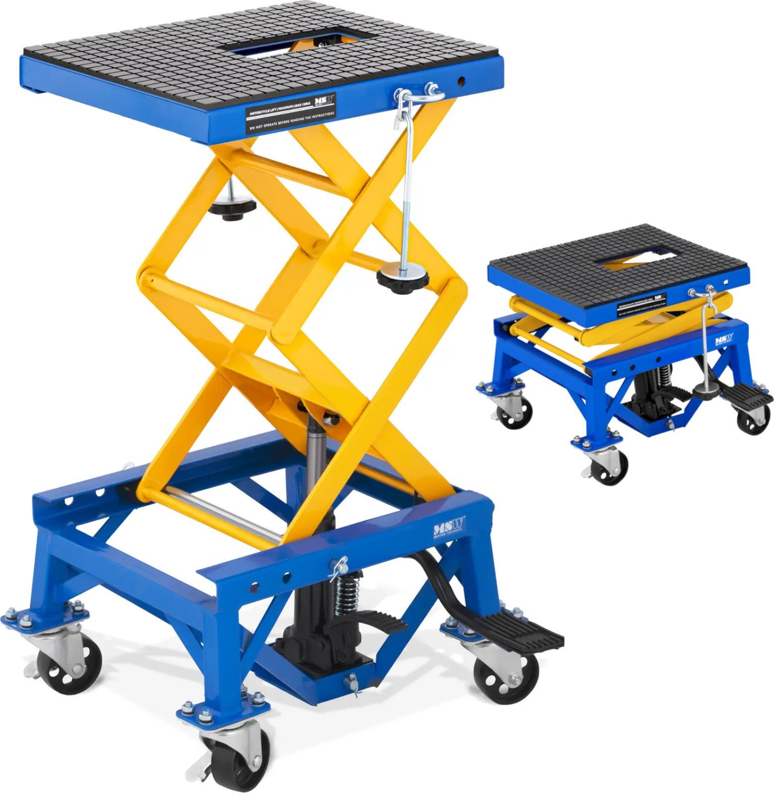 MSW Podnośnik lewarek motocyklowy mobilny 35-87 cm 150 kg Podnośnik lewarek motocyklowy mobilny 35-87 cm 150 kg