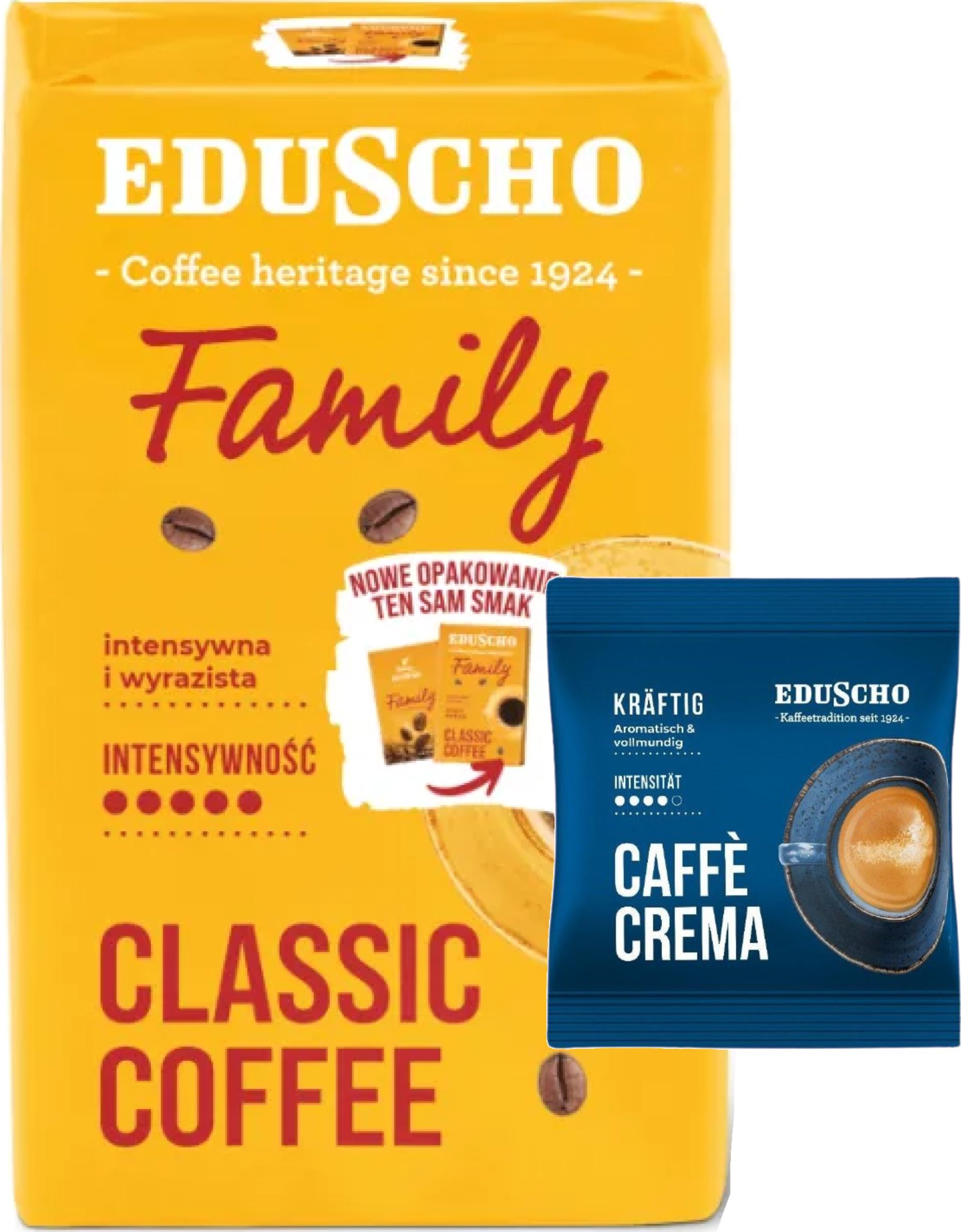 Kawa mielona Tchibo Eduscho Family 500 g + Kawa ziarnista Eduscho Caffe Cream Strong 100 g