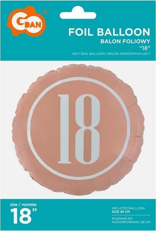GoDan Balon foliowy 18-stka różowo złoty
