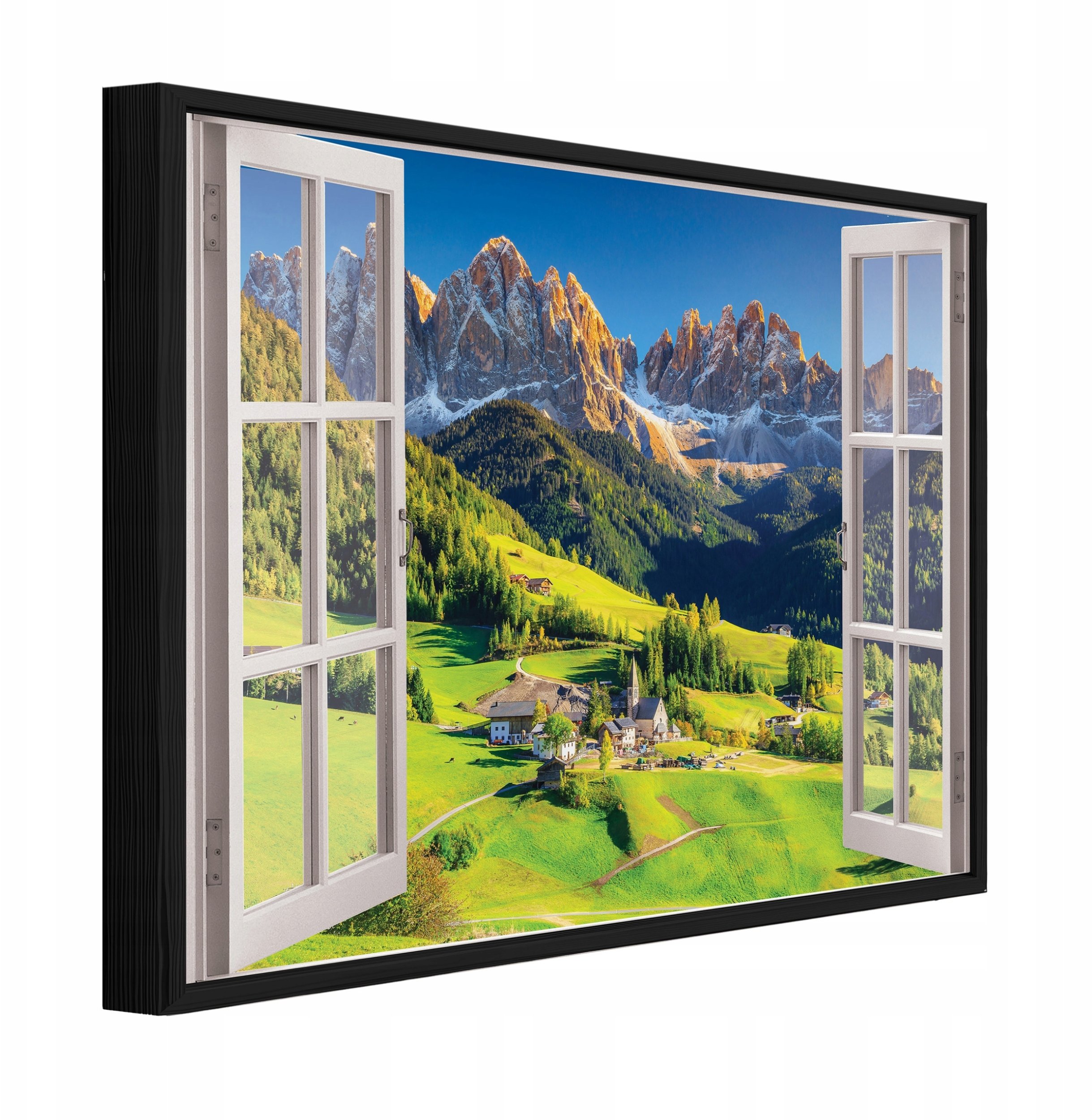 Obraz W Ramie Na Płótnie Okno Góry Do Sypialni Salonu 100x70