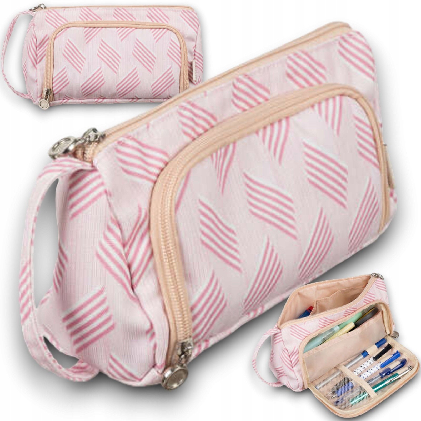 Piórnik Szkolny Dwukomorowy Różowy