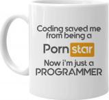 Koszulkowy Coding saved me from being a pornstar, now i'm just a programmer - kubek z nadrukiem