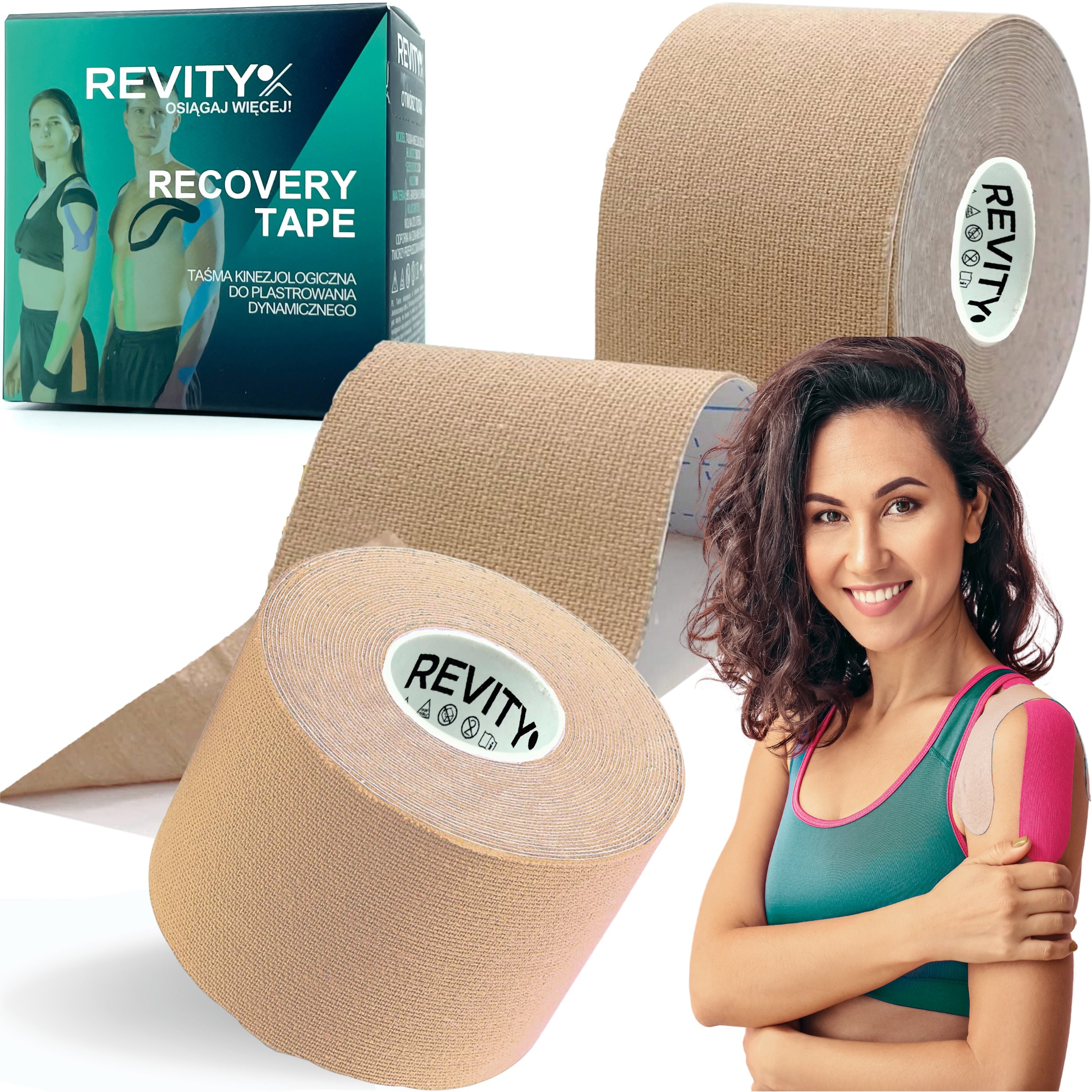 Taśma kinezjologiczna Revity kinesiology tape 5 cm x 5 m plastry medyczne 1 szt.