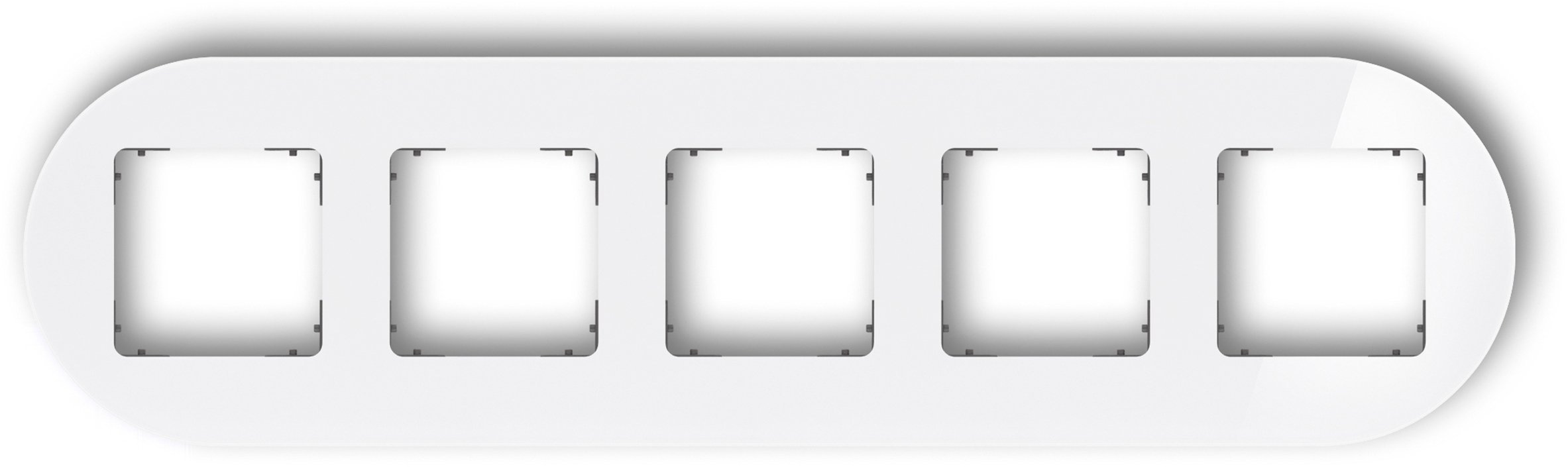 Karlik Ramka uniwersalna pięciokrotna okrągła, efekt szkła (ramka: biała spód: grafitowy mat) 0-28-IRSO-5