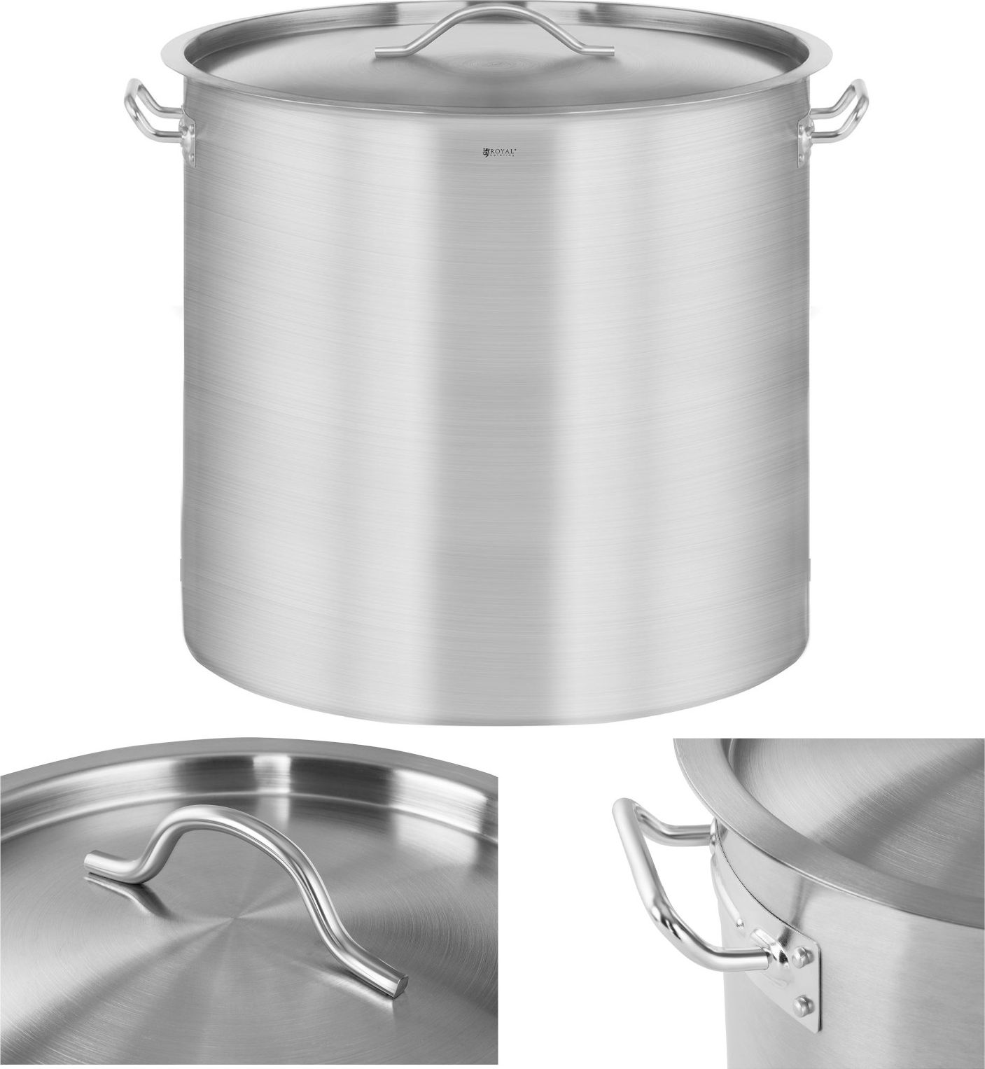 Royal Catering Garnek gastronomiczny z pokrywką stalowy nierdzewny do kuchenki indukcyjnej 98 L
