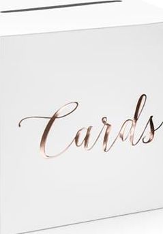 Party Deco Pudełko na koperty, Cards, białe z napisem z różowego złota, 24x24x24 cm uniwersalny