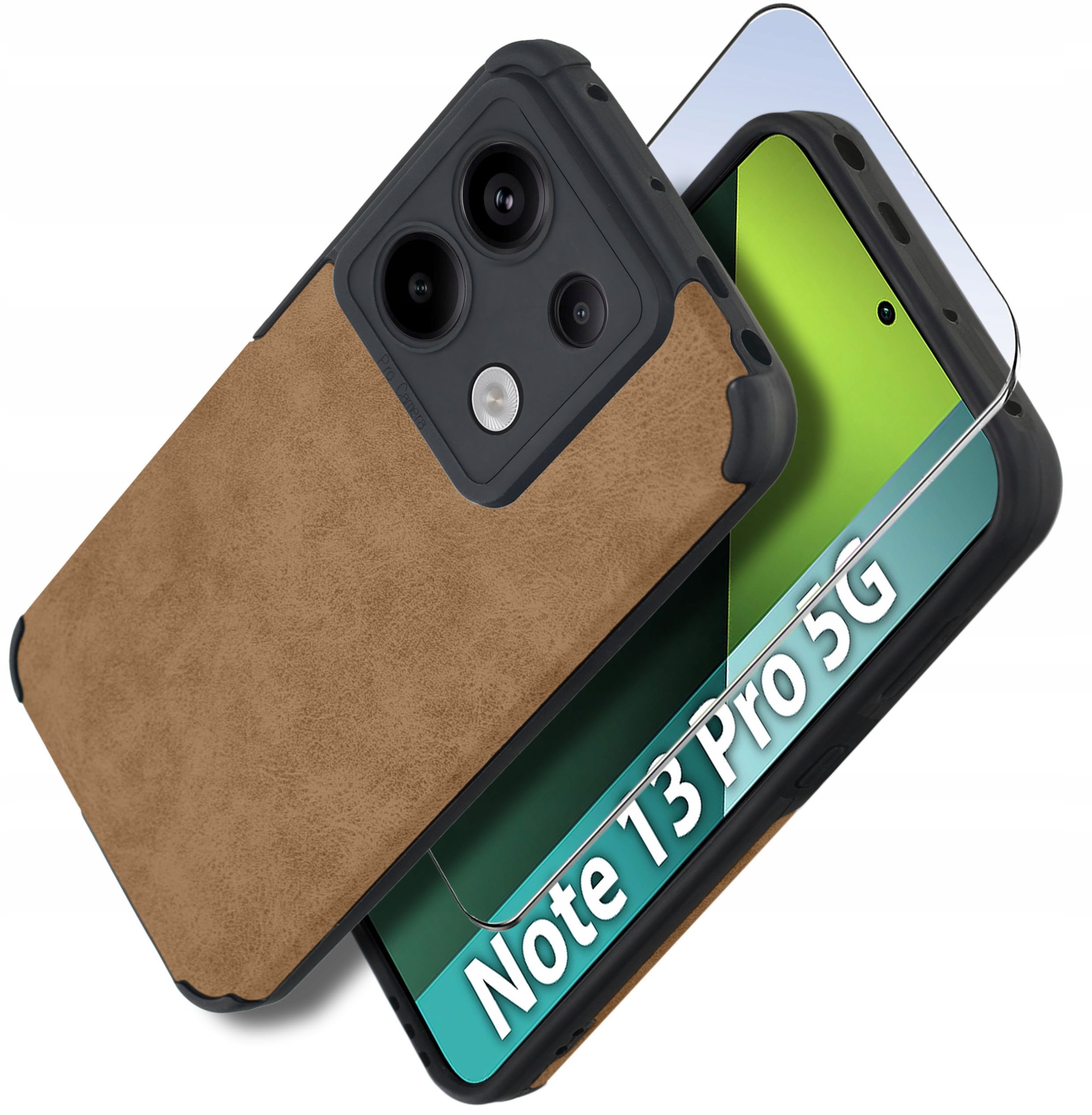 Etui do Xiaomi Redmi Note 13 Pro 5G silikonowe SKÓRZANE VINTAGE + Szkło 9H