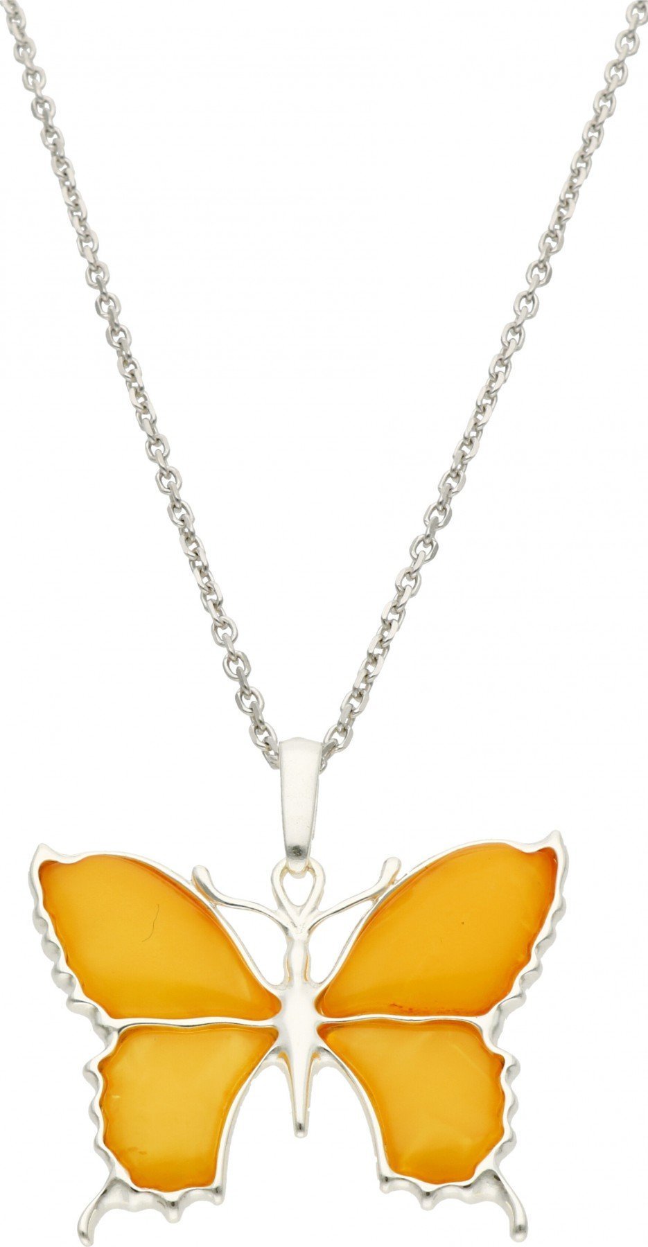 Rosanto Srebrna zawieszka w kształcie motyla z bursztynem bałtyckim 925