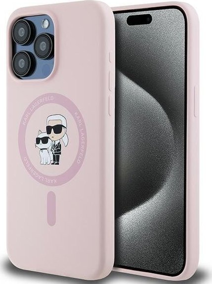 Karl Lagerfeld Karl Lagerfeld KLHMP15XSCMKCRHP iPhone 15 Pro Max 6.7" różowy/pink hardcase Silicone Karl & Choupette Ring MagSafe