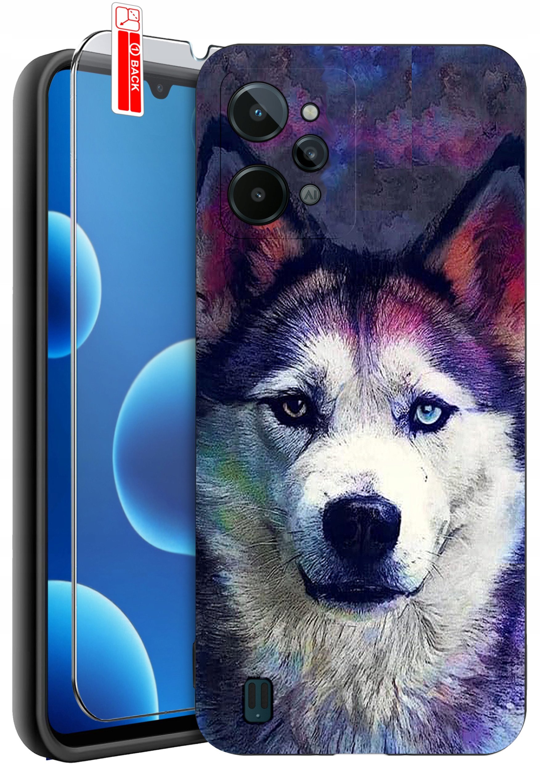 ETUI do Realme C31| WZORY | SILIKONOWE MATT CASE + SZKŁO 9H