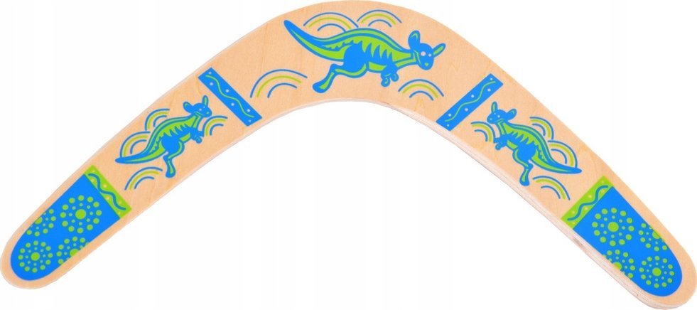 Jokomisiada Zabawka Drewniany Bumerang Wesoła zabawa rzut w dal rzucaj i łap SP0746