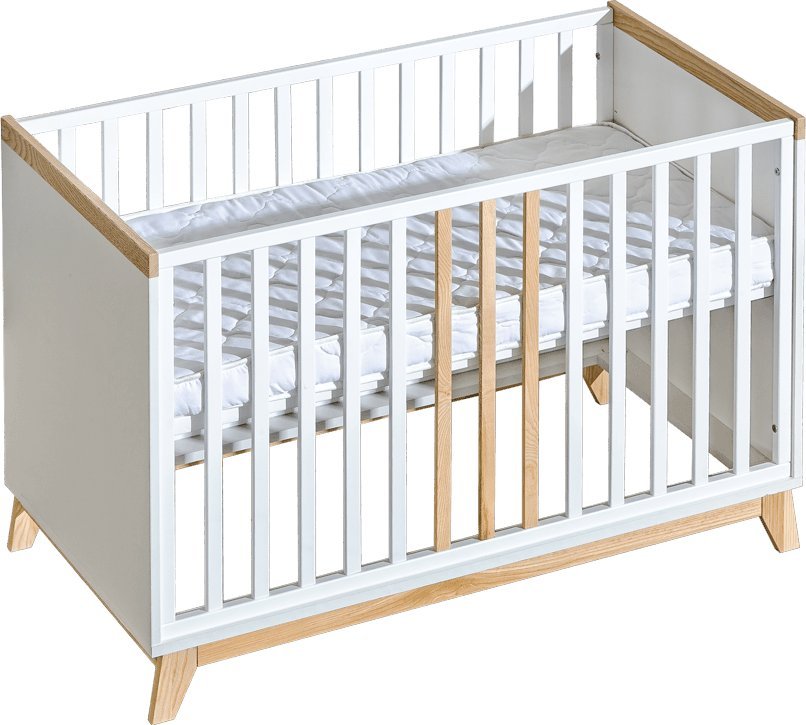 ATB Meble Łóżeczko niemowlęce 120x60 Nordik z wyciąganymi drążkami i funkcją sofy
