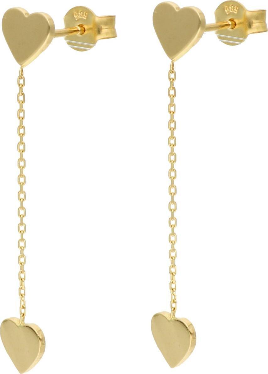Rosanto Złote kolczyki wiszące serca na sztyft 585 14k