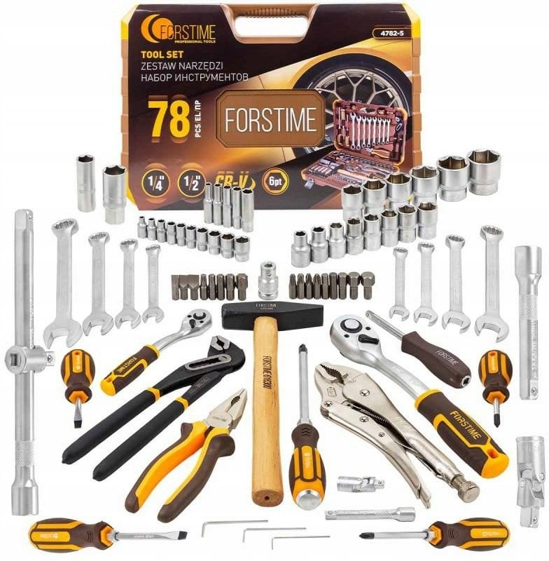 Zestaw narzędzi 1/2" i 1/4" 78el. (6-kątnych) (4-32mm)