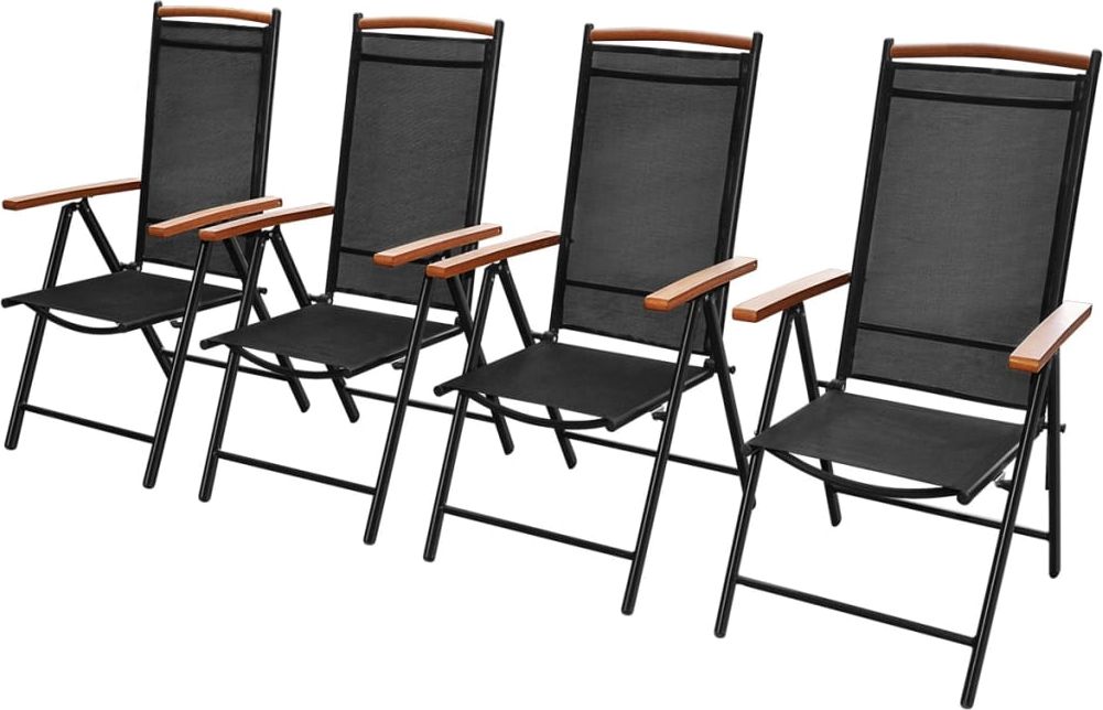 vidaXL Składane krzesła ogrodowe, 4 szt., aluminium/textilene, czarne